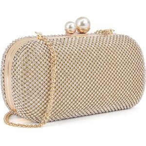 Glamorous Gold and Silver Crystal Clutch